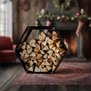 Metal Firewood Rack Indoor Outdoor – Hexagon Log Storage Stand - Etsy