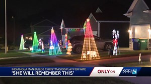 John Reichart of Indianola says he's been assembling Christmas decor in his garage for months in hopes of lighting his neighborhood to brighten the spirits of his wife, a breast cancer survivor who now has Alzheimer's disease. Full story: https://t.ly/v1hXo | KCCI