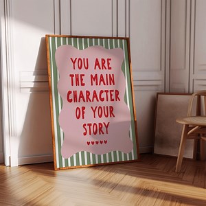 Preppy Bedroom for Girl, Main Character Wall Art, Green Pink Wall Art, Motivational Quote Wall Art, Self Love Poster (digital Download) - Etsy UK