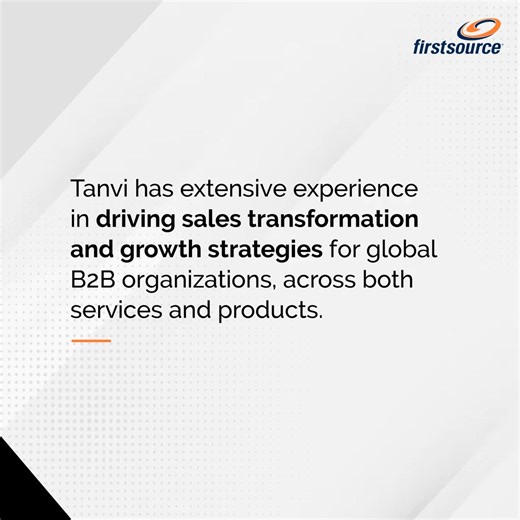 Welcoming Tanvi Sharma, who joined us recently as SVP- Sales Operations & Enablement | Firstsource
