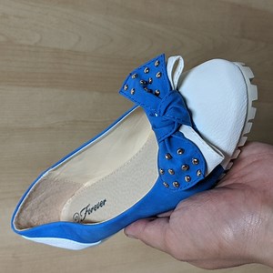 Women ballet flats cool stud bow tie details blue
