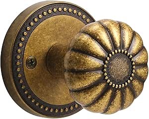 Antique Brass Door Knob Passage Door Knobs Interior Door Knob for Hall and Closet,Zinc Alloy 1 Pack