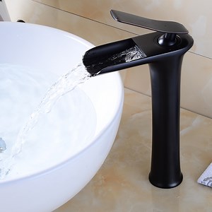 [Hot Item] Basin Faucet Waterfall Bathroom Faucet Black Single Handle Basin Faucet