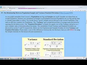 The Relationship Between Population/Sample and Variance/Standard Deviation