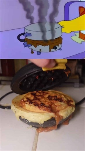 Homer Simpson’s moon waffles: The ultimate snack! 🍩🧇 #shorts #simpsons #cooking