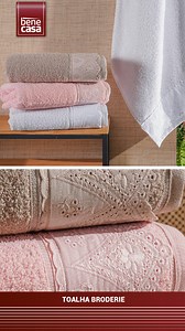 Elegância nos detalhes e conforto em cada toque! A Toalha Broderie é um verdadeiro encanto para o seu banheiro. Feita em 100% algodão, com 400g/m², ela combina maciez e absorção perfeita. Disponível nos tamanhos banho e rosto, suas cores incríveis iluminam o ambiente, enquanto a barra com aplique de renda e bordado inglês dá aquele toque de charme que faz toda a diferença. 💖 Transforme sua rotina com peças que unem beleza e qualidade! | Bene Casa