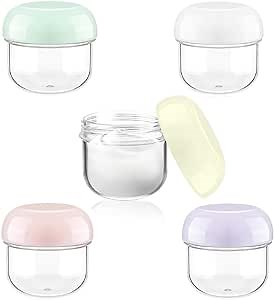 YASUOA Travel Jars Containers for Creams Jar Little Lip Balms Moisturizer Cosmetics Hair Gel Lotion Toiletry Makeup Leak Proof TSA Approved Sample Storage 5 Pack Plastic Bottles(0.6oz/20ml)