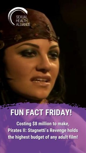 Sexual Health Alliance on Instagram: "Ahoy, mates! Happy Fun Fact Friday! ☠️ Set sail into the cinematic seas with Pirates II: Stagnetti’s Revenge (2008), boasting an impressive $8 million budget for an adult feature. While Hollywood might shrug at that sum, the film, dubbed an 'adult action-adventure,' spared no expense, incorporating special effects to nail that perfect swashbuckling vibe. Does this film’s price tag surprise you? What's the most expensive film production you've ever heard of?