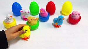 8 Pack Jumbo 4" Easter Eggs Fillers with Wind Up Bunny Chicks Plush, Easter Basket Stuffers for Kids Easter Eggs Hunt with Toys, Easter Eggs Hunt Party Favors for Kids Boys Girls Toddler Teens