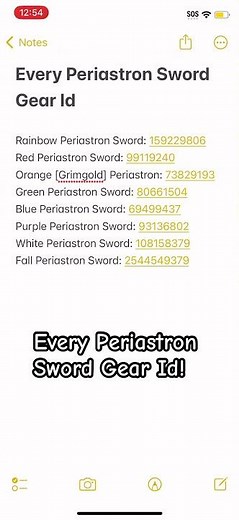 Gear ids for periastron sword!