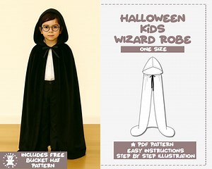 Kids Wizard Robe Sewing Pattern: Halloween Costume Cape (PDF Pattern) - Etsy UK