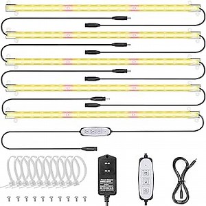 Relassy 50W LED Plant Grow Light Strips,5 pcs 16 Inches Full Spectrum Plant Lights for Indoor Plants with Auto ON/Off 3/6/12H Timer, 4 Dimmable Levels,Grow Lights for Seed Starting,Hydroponics