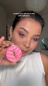 Combine your pink blush with pink highlighter!!! YSL Beauty make me blush 87 OFRA Cosmetics Laboratories highlighter palette #makeup #beauty #yslbeauty #ofracosmetics #blushtutorial | Trishita Nowroj