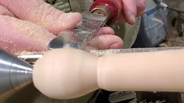 wood turning a small branch project with a skew