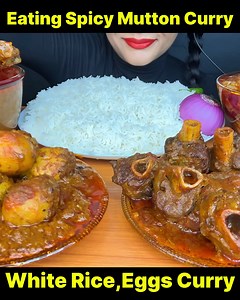 ASMR EATING SPICY MUTTON CURRY_CHICKEN CURRY_EGG CURRY_FAT CURRY_EGG CURRY_FOOD VIDEO | Mukbang Eating