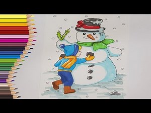 💙❤️💛Desenez Desen de Iarna | Cum sa Desenezi un Om de Zapada si Copii