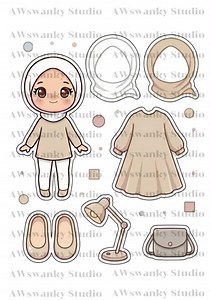 Muslim Girl Paper Doll | Dress up Sticker Activity (digital Download A4 PNG Files) - Etsy Canada