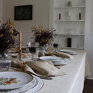Huddleson Camel Gold Linen Tablecloth 66x96 Luxury Italian Linen Rectangle Rectangular Table Cloth Sewn in US