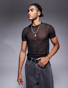 ASOS DESIGN - Sort og tætsiddende T-shirt i mesh | ASOS