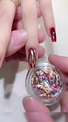 Nail flash chips nail decorations #nailchips #nailart #naildecoration #nailsartvideos #naildesignideas #naildesigns #diynails #diynailscheck #funnails #easynails #rednails #uniquenailsart