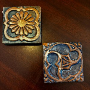 Pair of Vintage Mercer-style Tiles – Foliate / Floral – Arts & Crafts Ceramic – 1920s–1930s - Etsy UK