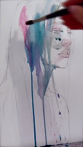 Painting vertically, enjoying the colors melting into the drips 💧🌈 #watercolor #watercolourpainting #watercolorpainting #watercolorart #watercolorartwork #watercolorportrait #rainbow | agnes-cecile