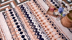 Furnish my Place Geometric Pattern Runner Rug - 2'x8', Peach, Rustic Area Rug, Contemporary Indoor Design, Jute Backing, Stain Resistant, Perfect for Hallways, Weddings