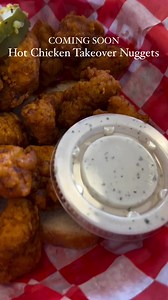COMING SOON 🐔our newest entree–Nuggets! Tag a friend who loves nuggets even more than you do. Our Hot Chicken Takeover Nuggets are 100% chicken breast meat, prepared according to our legendary recipe: brined, dredged and then pressure fried to perfection. Whether you enjoy them as an entree or as part of a kid’s meal combo, we’ve got something for the whole family. Available at all of our restaurants starting 10/24! | Hot Chicken Takeover