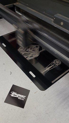 Getting caught up on engraved license plate orders, you can do any of the badges, a few preloaded designs we have on the listing, as well as other custom options. | WeaponzOnline.com