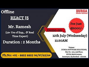 REACT JS Offline Training @ DURGASOFT