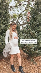Feeling cute, pregnant and Christmasy! 🤶🏻 This time next year we will be taking our baby boy to pick out a tree with us 🫶🏻 I can’t wait to create all these memories! 🎄 As always the first tree we spotted was the one we ended up with. Now my favorite part is decorating… I felt like I raised my standard last year with my ornament skills, so I get to top that this year! 🙌🏻 What color theme are you doing for this year? #29weeks #pregnancyjourney #29weekspregnant | Rebecca-Louise