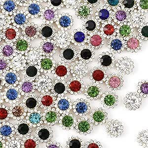 Crystal Flower Shape Rhinestone Buttons 100Pcs 12mm Sunflower Flatback Claw Cup Sewing on Rhinestone for DIY Jewelry Crafts Bow Tie Clothes