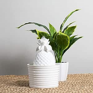 Foreside Home & Garden Pineapple Indoor Water Fountain with Pump, White