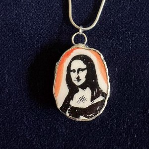 Mona Lisa Necklace, Repurposed Ceramic Cup - Etsy
