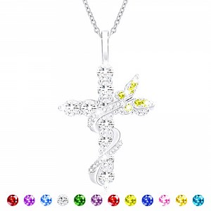 APSVO 18K White Gold Plated Butterfly Cross Necklaces for Women Girls S925 Sterling Silver August Birthstone Necklace with Peridot Birthday Valentines Day Jewelry Gifts Teen Female Her Kids Ideas