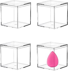 KissYou Clear Acrylic Boxes,4 Pack - 2.95 x 2.95 x 2.95 Inch Lucite Boxes for Party Decoration Gifts Weddings, Party Favors, Treats, Candies & Accessories, Plastic Storage Boxes