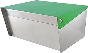 Wide DR - Extra Large Stainless Steel Post Mount Modern Design Mailbox with Lock and Key, Mid Century Secure Letterbox, Double Door Rear Access, 12" x 15" x 8" (Green)