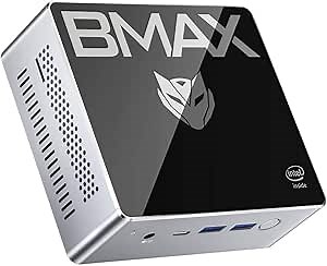 Bmax Mini PC, N4120 (up to 2.6 GHz) Windows 10 Pro Mini Computer Small Computer 8GB LPDDR4/128GB SSD,Two-Channel Speaker,Triple-Display 4K 60Hz,Gigabit Ethernet,Dual-Band Wi-Fi,BT 4.2,HDMI 2.0