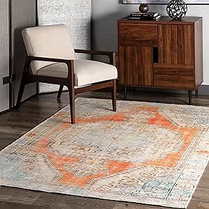 nuLOOM Khloe Printed Snowflake Medallion Flatweave Area Rug, 5'3" x 7'7", Orange