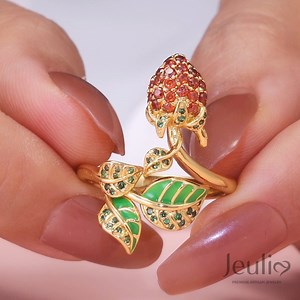 Perfect for fruit lovers and those who appreciate whimsical designs, the “Juicy Fruit” ring adds a touch of playfulness to any outfit. It’s a conversation starter and a unique statement piece that showcases your fun-loving personality. 🍓💅https://jeulia.io/9rz7 | Jeulia