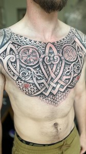 Thanks so much @yugure332022 #nordic #inspired #chestpiece #nordictattoo #norse #viking #celtic #celtictattoo #vikingtattoo #norsetattoo #chesttattoo #ruins #menstattoo #protection #blackwork #linework #dotwork #dotworktattoo #patterns #olsentattok #goldcoast #australia #progressvideo | Olsen Tattoo