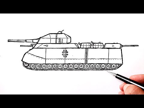 How to draw a Tank easy Ratte Landkreuzer P. 1000
