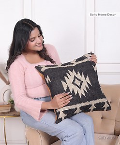Buy Handwoven Kilim Pillow Cover 18x18, Wool Jute Tribal Cushion by SL Online in India - Etsy