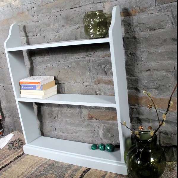 Solid Wood Bookcase: Hand-painted Pale Grey, Traditional Pine Shelf, Ready Assembled - Etsy