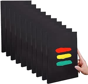 Salome Idea 18x24CM (7x9.5 Inch) Artist Rectangle Stretched Canvas, Small Size Pre-Stretched Cotton Canvas Panel Boards 10-Pack, Black