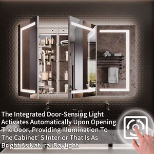 YTIA Smart LED Medicine Cabinet with GFCI Outlet & DTC Hinges, 60x36 Inch, Stepless Dimming & Anti-Fog, Integrated Design, Multifunctional Bathroom Storage, Silver Aluminum