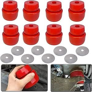 Body Mount Bushing Kit Fits for 1999-2014 Chevy Silverado & Sierra 1500/2500 2WD/4WD Polyurethane Body Cab Mounts Replace 7-141 Red (24PCS) (Red)