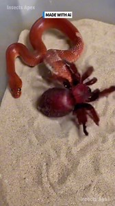 12K views · 64 reactions | The Giant Velvet Spider guards its territory in a tense standoff. An unstoppable Blood-Red Snake arrives seeking domination. #NatureClash #ArachnidVsReptile #DesertSurvival #IncredibleInsects #ViralNature ⚙️ AI-generated nature dramatization — no real creatures involved. | Insects Apex | Facebook