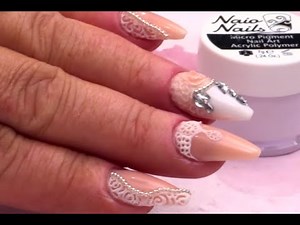 Vintage Bridal Nail Art Design Tutorial - Simple Lace effect 3D Acylic