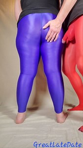 Yoga Teacher in Shiny Leggings gives her Best Student a Handjob after Class